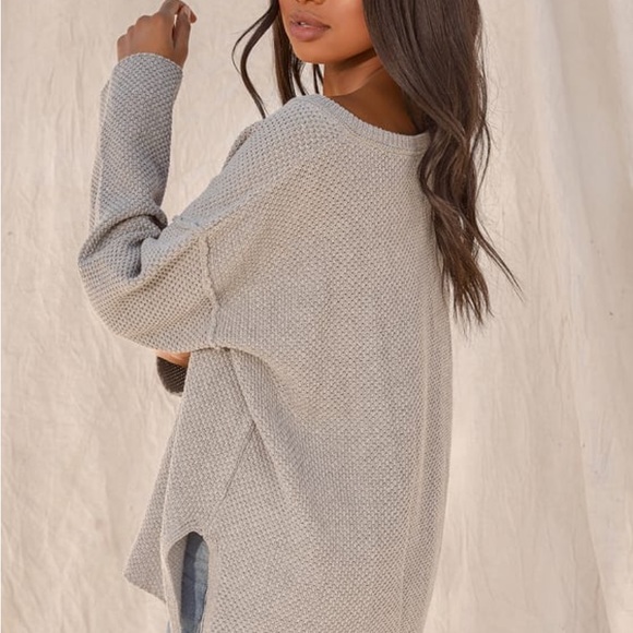 Cold Days Grey Knit Oversized Sweater Top - Picture 2 of 6